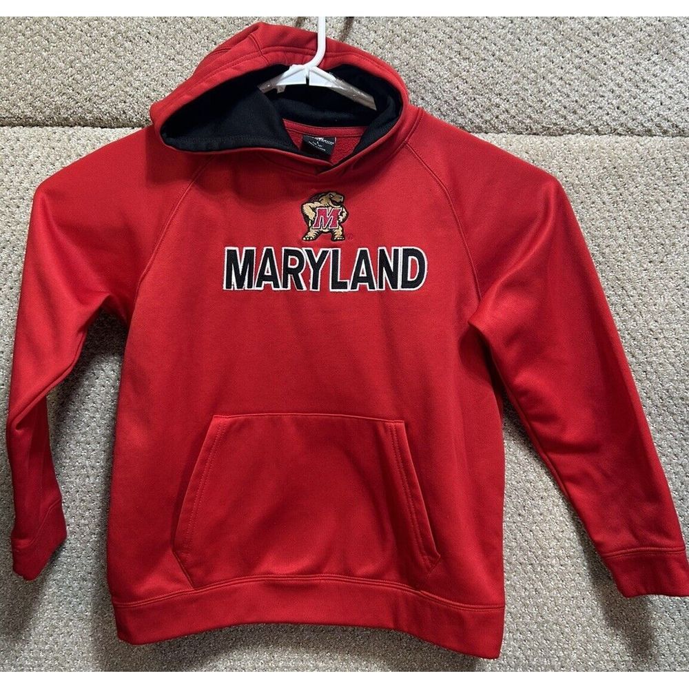 Maryland Terrapins Colosseum Boys Hoodie Pullover Red Size Large 14/16‎